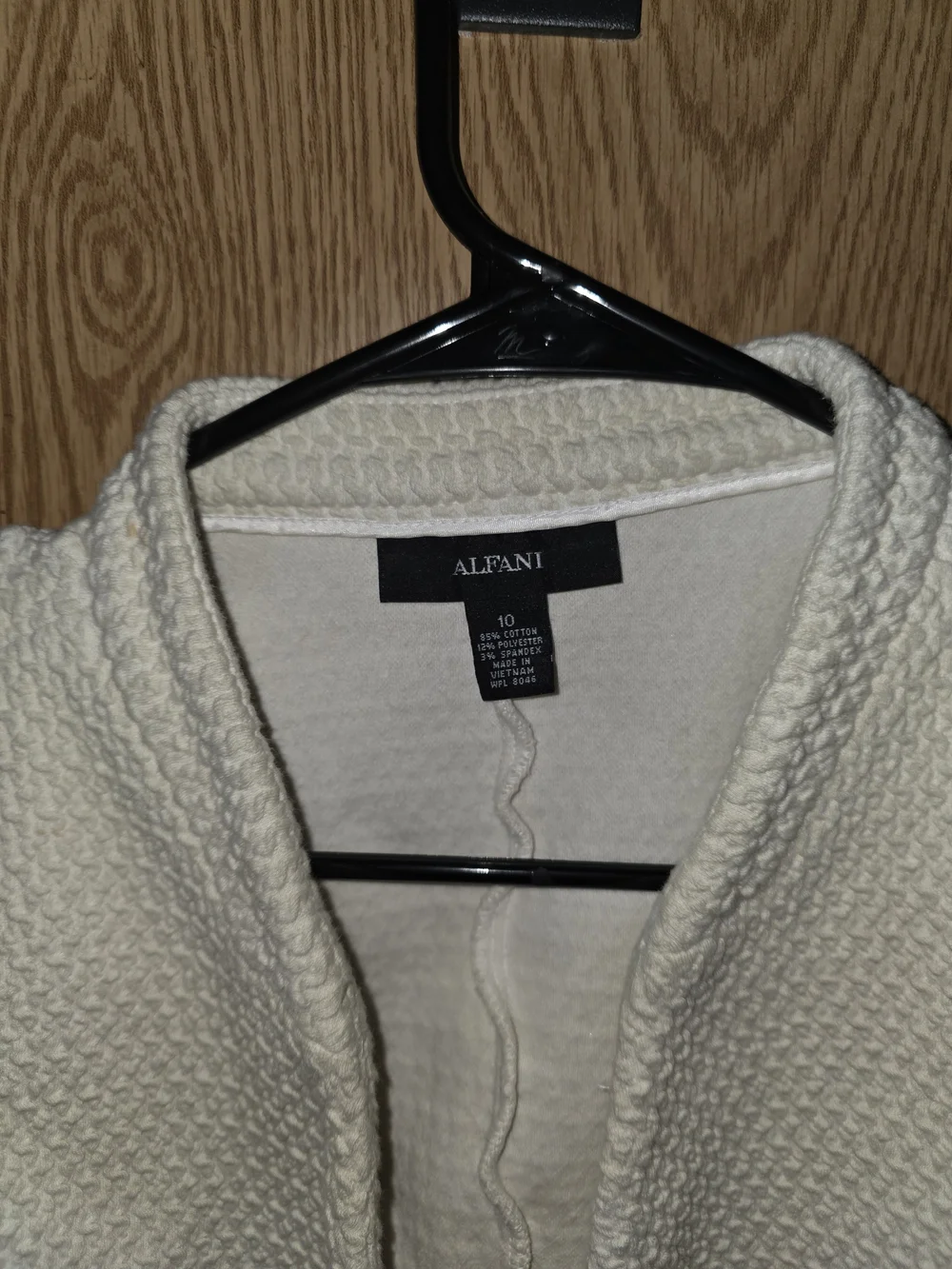 Alfani Textured Open-Front Zip-Pocket Blazer White Size 10
